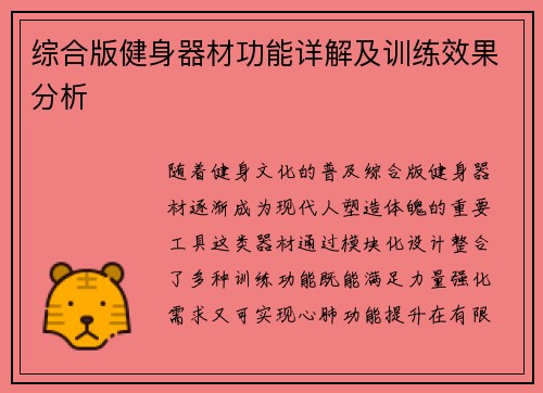 综合版健身器材功能详解及训练效果分析